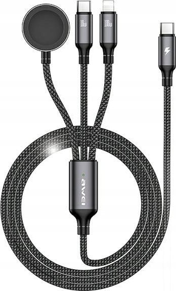 Awei AWEI kabel W23 3w1 usb-c/lightning/watch 100W/10W/2.5W czarny/black