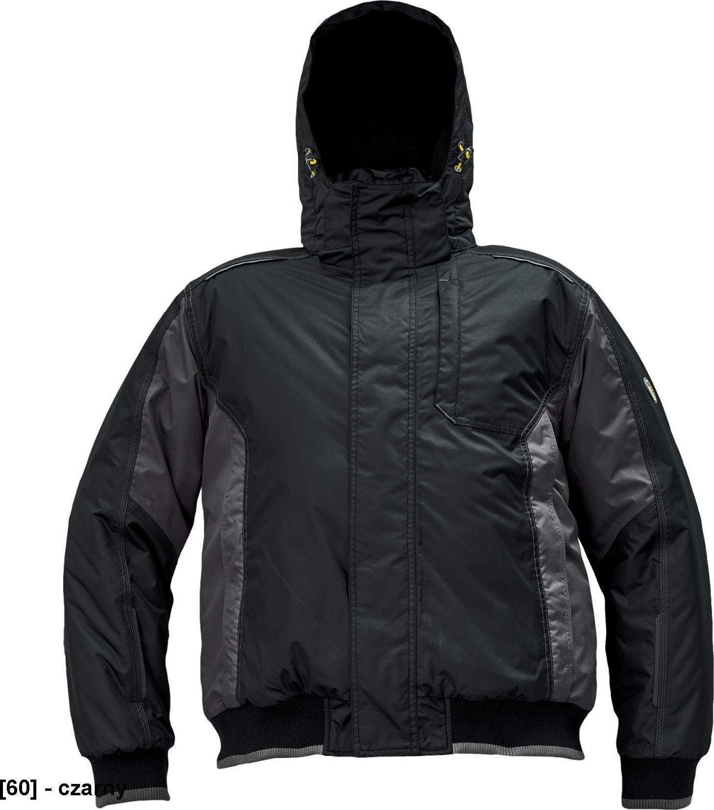 CERVA DAYBORO pilot kurtka - męska kurtka pilotka, odpinany kaptur, polar kołnierz i w kapturze, odblaskowe elementy, 100% poliester - czarny 3XL