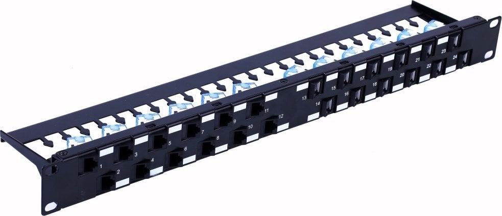 Techly Techly 367836 Patch panel 24x Keystone RJ45 Cat6a UTP, 1U, porty ukośne