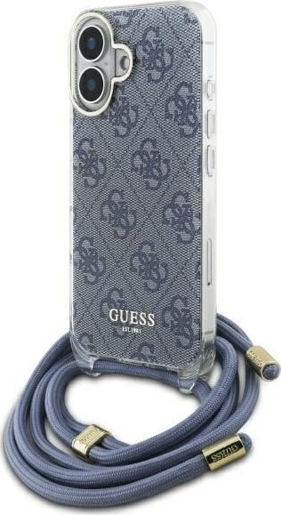 Guess Guess GUHCP16SHC4SEB iPhone 16 6.1" niebieski/blue hardcase Crossbody Cord 4G Print
