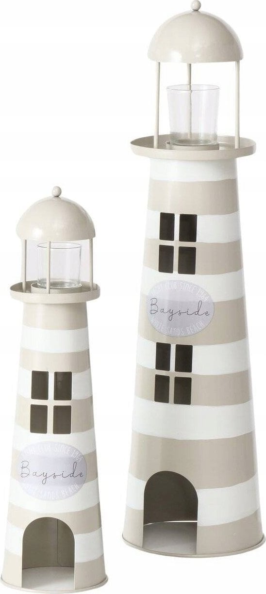 Zestaw metalowych dekoracji w kształcie latarni morskich SANDS, wys. 40-57 cm