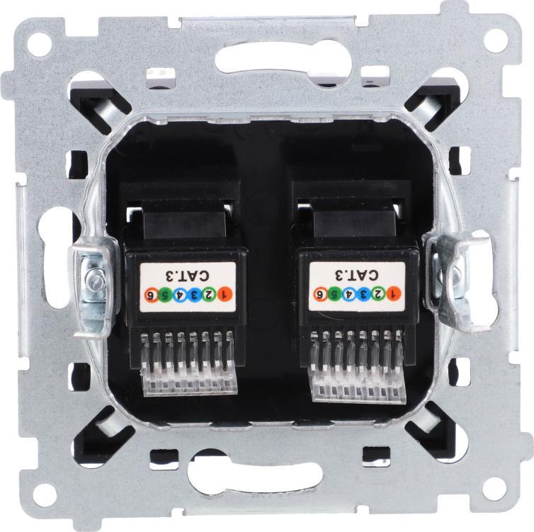 Kontakt-Simon Simon 54 Gniazdo telefoniczne podwójne RJ12 (moduł) czarny mat DT2.01/49