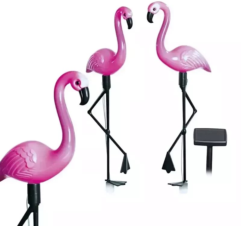 Flamingi solarne ogrodowe zestaw 3 flamingów podświetlanych po zmroku