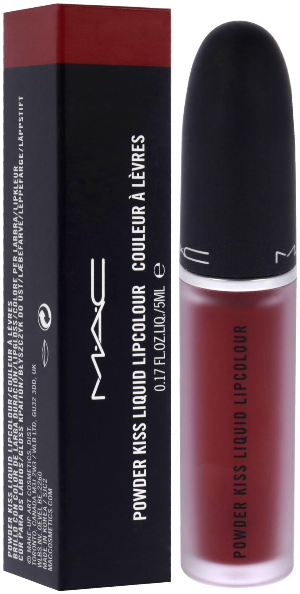 MAC, Powder Kiss, Liquid Lipstick, 975, Ruby Boo, 5 ml For Women
