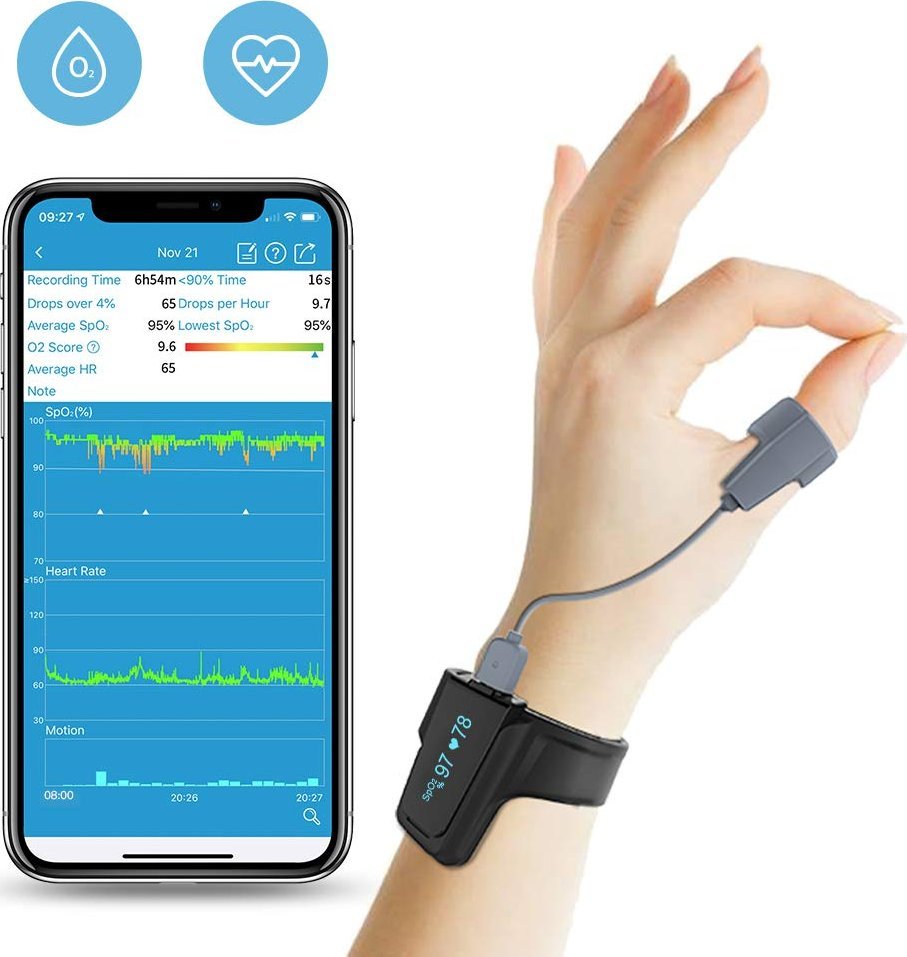 Pulsoksymetr Wellue Checkme O2 Max - profesjonalny monitor snu oddechu