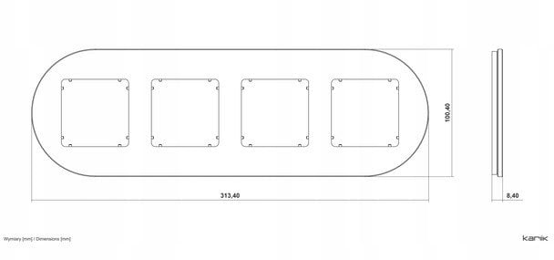 Karlik Ramka uniwersalna poczwórna okrągła - efekt szkła (ramka: szara spód: grafitowy mat) 15-28-IRSO-4