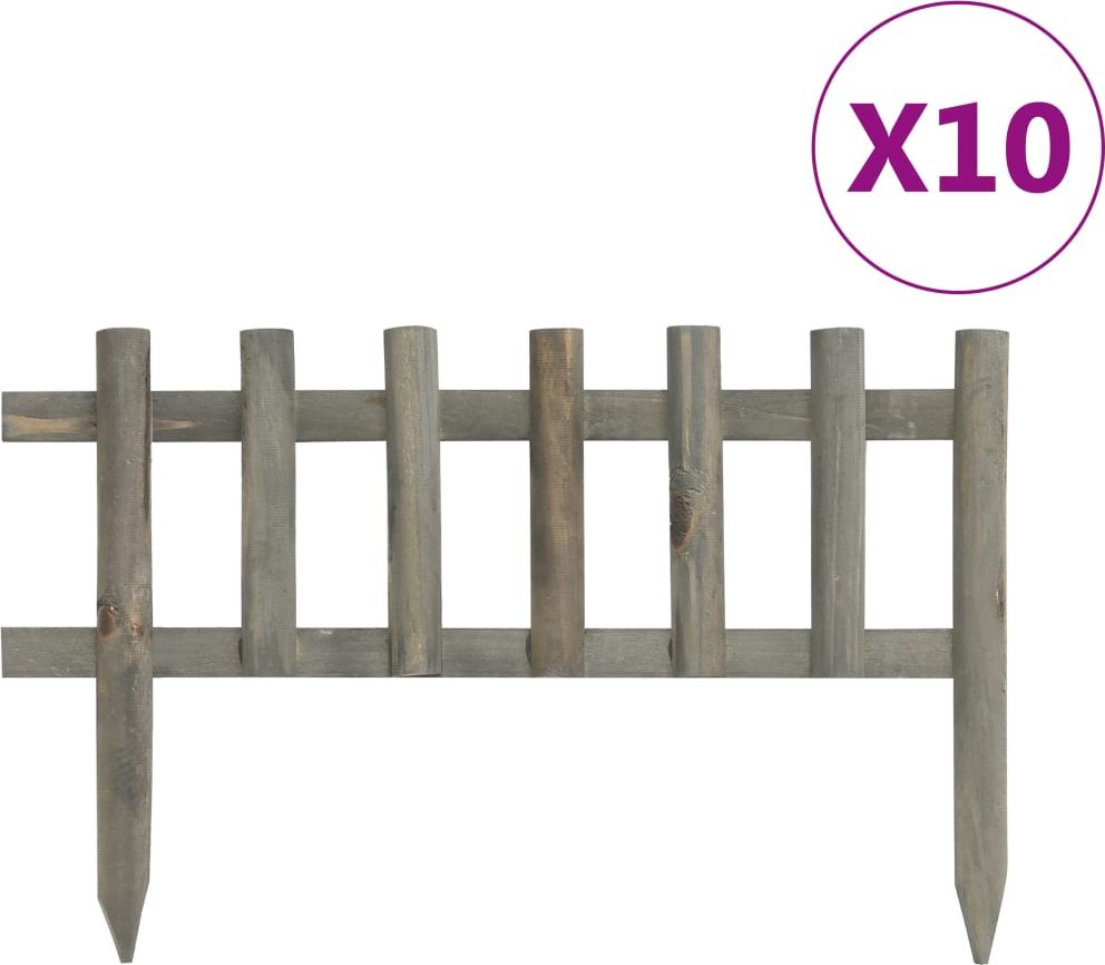 vidaXL Obrzeża trawnikowe, 10 szt., drewno jodłowe, 4,4 m