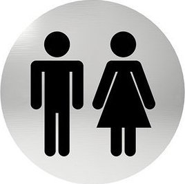 UN OZNACZENIE OKRĄGŁE WC, KLEJONE STAL NIERDZEWNA (1 SZT)