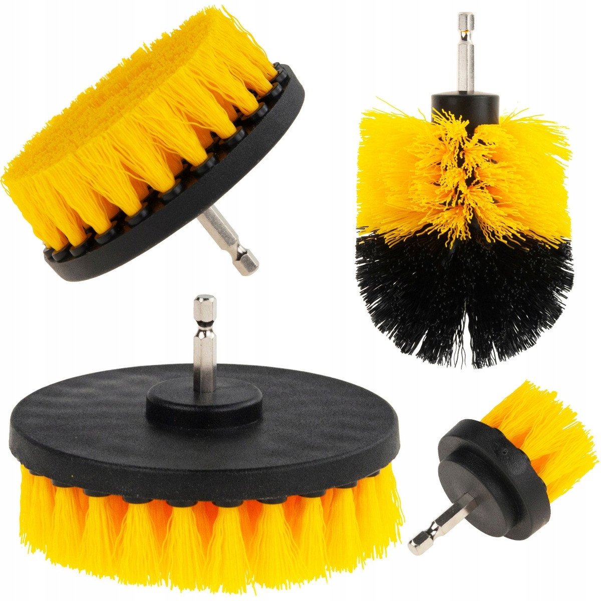 TM-00410 SZCZOTKI CZYSZCZĄCE SPRZĄTAJĄCE NA WIERTARKĘ WKRĘTARKĘ 4szt ZESTAW