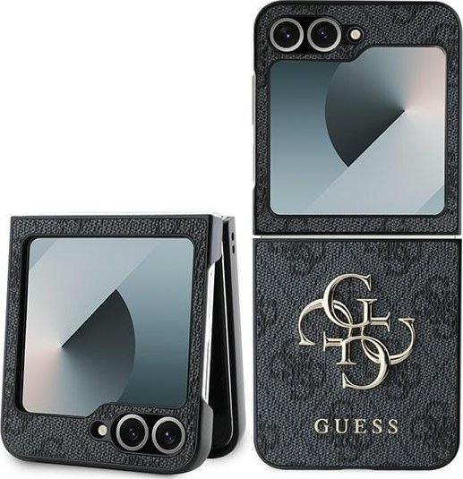 Guess GUHCZF64GMGGR Z Flip6 F741 czarny/black Leather 4G Metal Logo