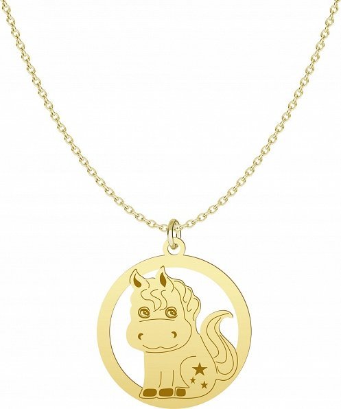 Radziszewska Jewellery Złoty Naszyjnik Konik Srebro 925 Łańcuszek Grawer Dedykacja Prezent