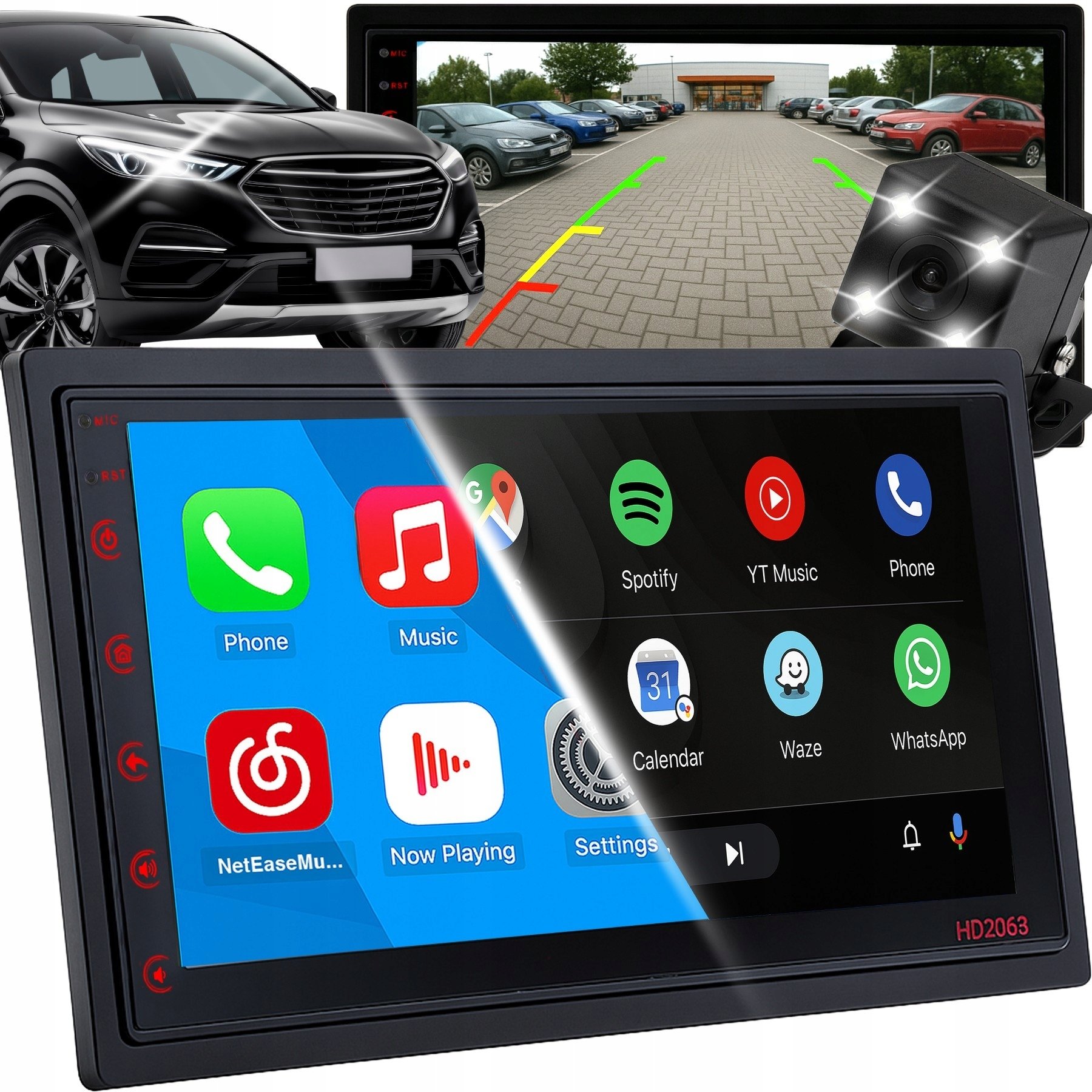 RADIO SAMOCHODOWE ANDROID 7" GPS WIFI CARPLAY APPLE CAR + KAMERA COFANIA