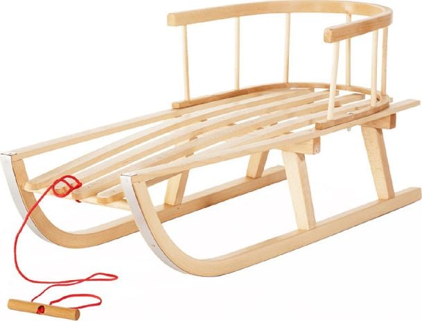 GreenBlue Sanki drewniane z oparciem brązowe (GB136)