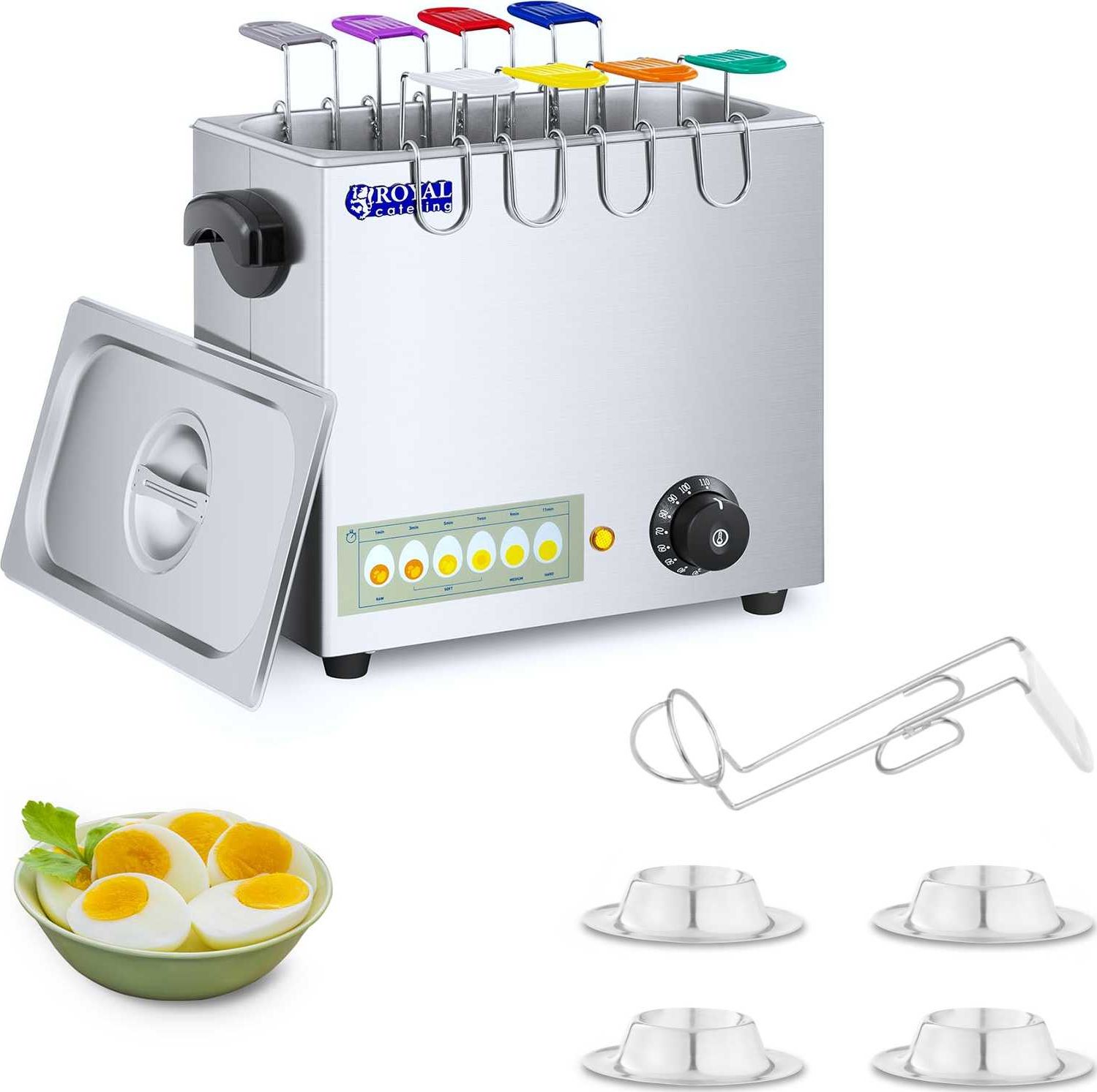 Jajowar Royal Catering Jajowar urządzenie do gotowania 8 jajek 2600W 30 - 110C + 4x podstawka do jajek Jajowar urządzenie do gotowania 8 jajek 2600W 3