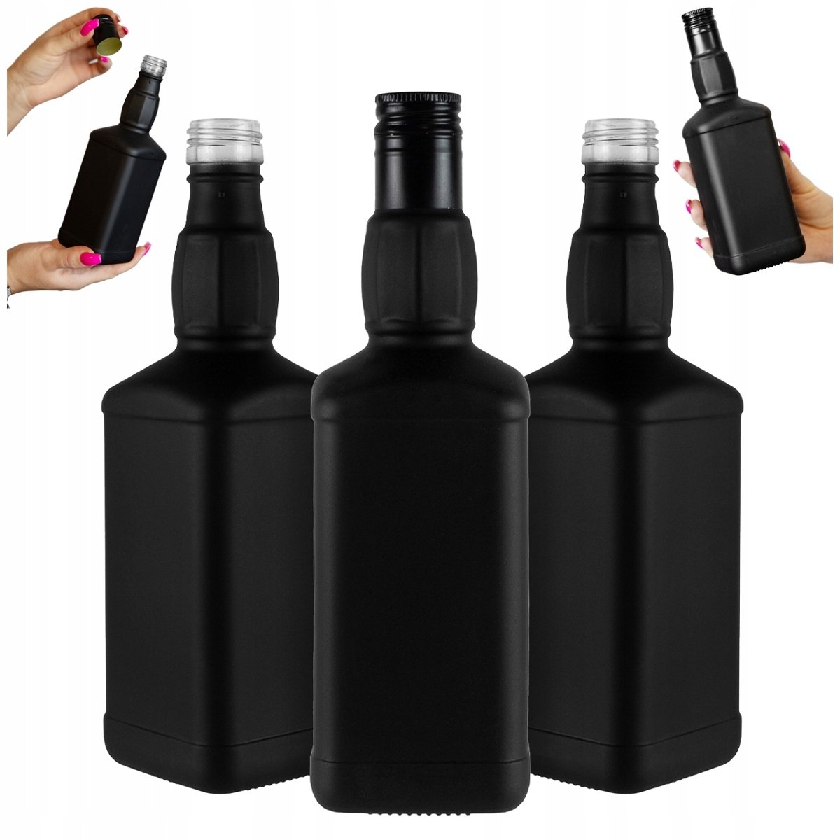 10x Butelki szklane DANIELS 500 ml CZARNY MAT na Nalewki Whisky Alkohol