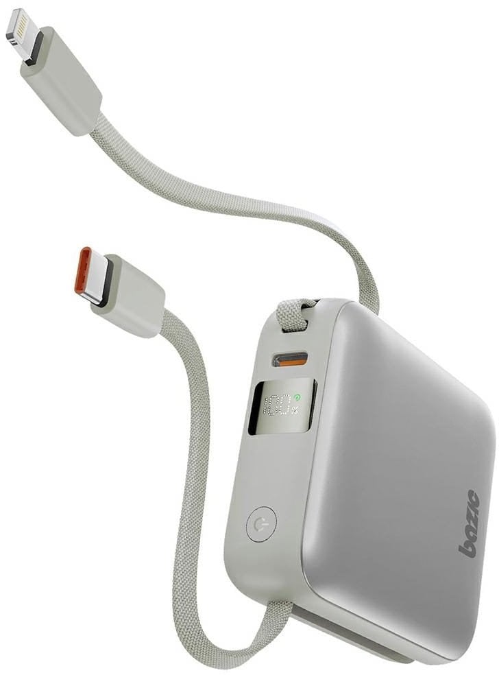 PowerBank 3w1 Bazic Fusion Mini 10000mAh kabel USB-C/Lightning szary