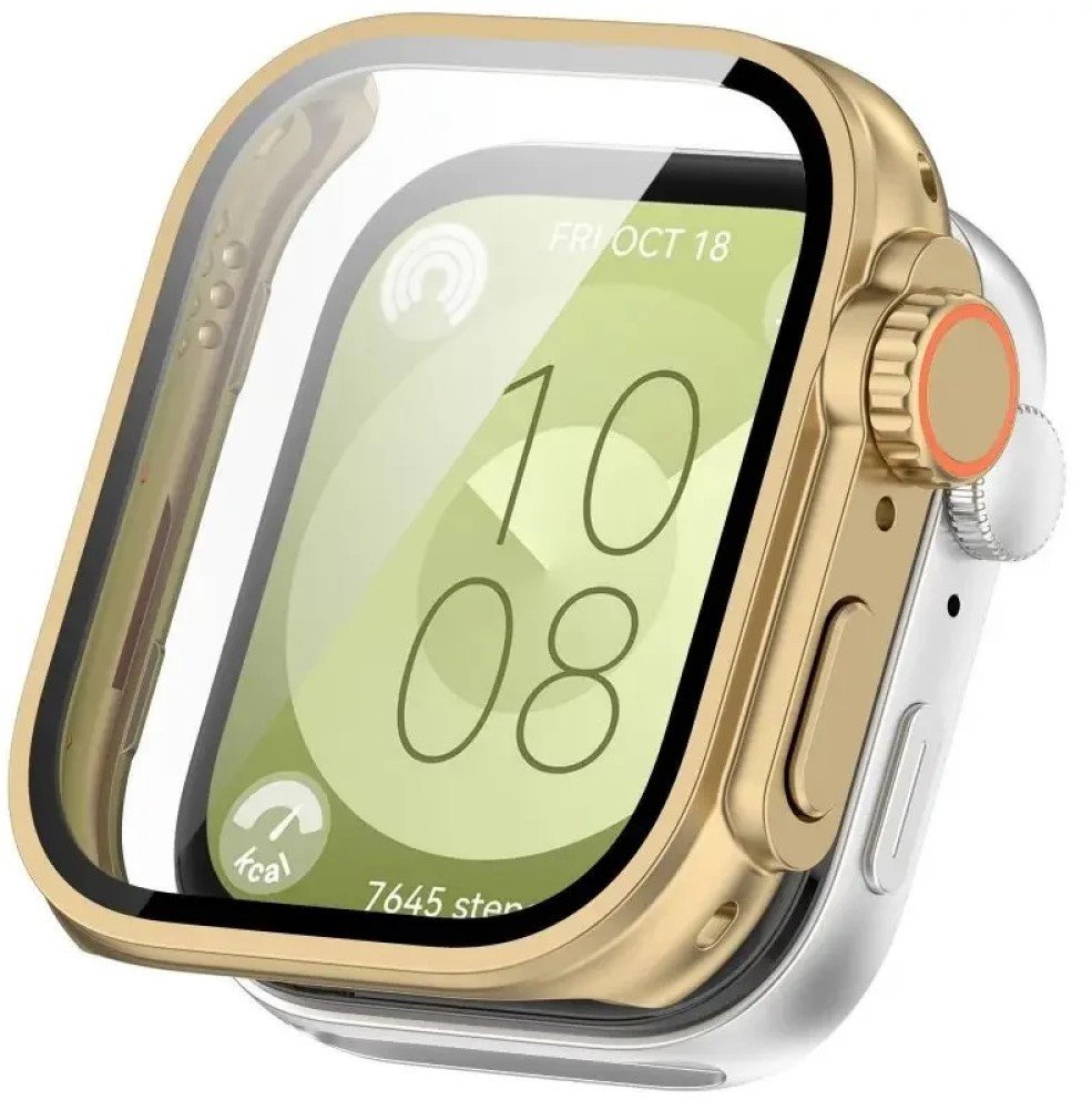 SILIKONOWE ETUI + SZKŁO HARTOWANE DO HUAWEI WATCH FIT 3 GOLDEN ROSE