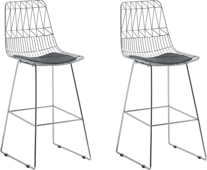 Beliani Zestaw 2 krzeseł barowych metalowy srebrny PRESTON