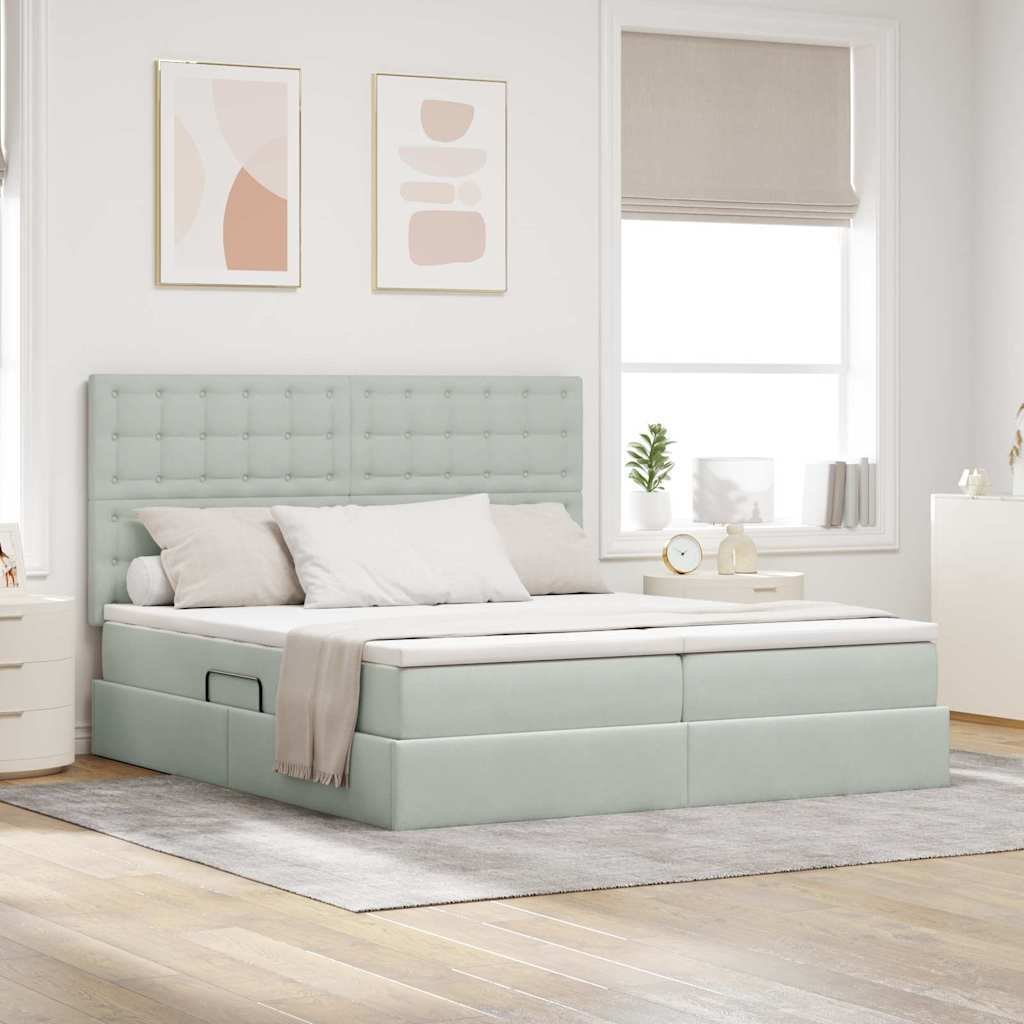 vidaXL Łóżko z miejscem do przechowywania Jasnoszary 200 x 200 cm