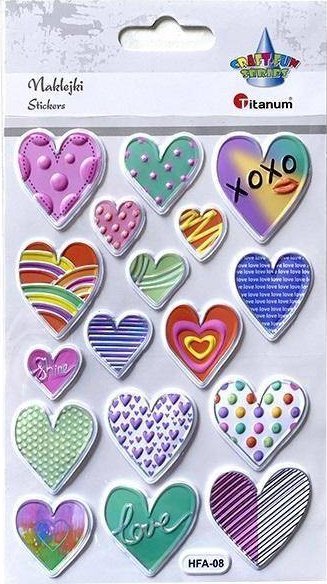Titanum Naklejki wypukłe serca mix 17szt