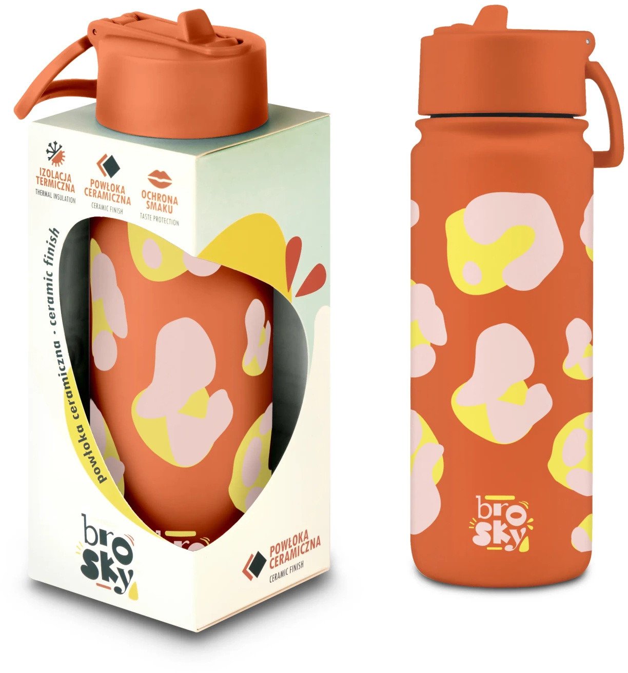 Brosky Wild Ceglasta butelka na wodę z nadrukiem w motyw zwierzęcy 550 ml