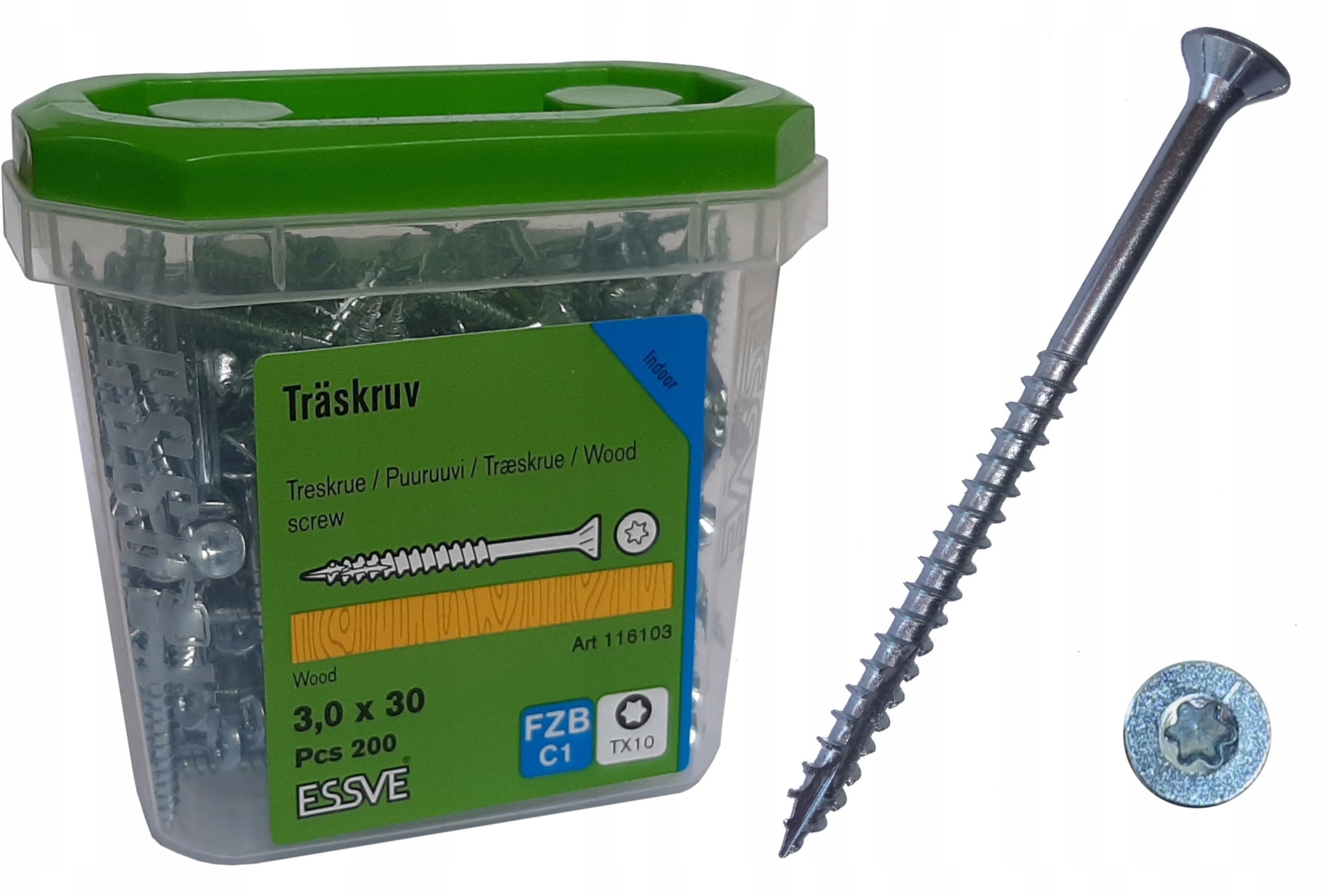 WOOD SCREW ESSDRIVE 3.0X30 FZB 200