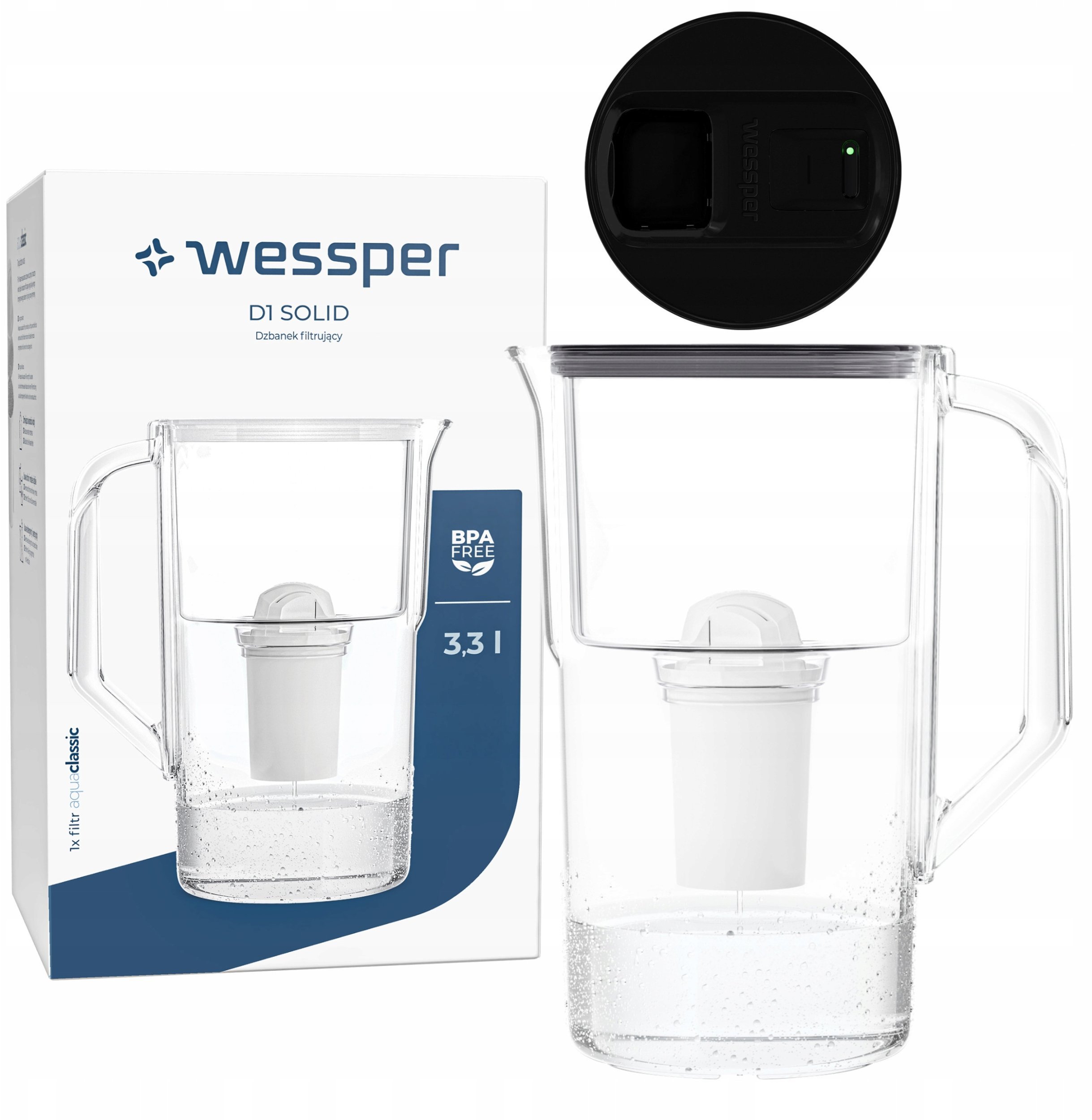 Dzbanek filtrujący Wessper Dzbanek D1 SOLID FutureFlow aquaclassic (WES204-FF-BK)