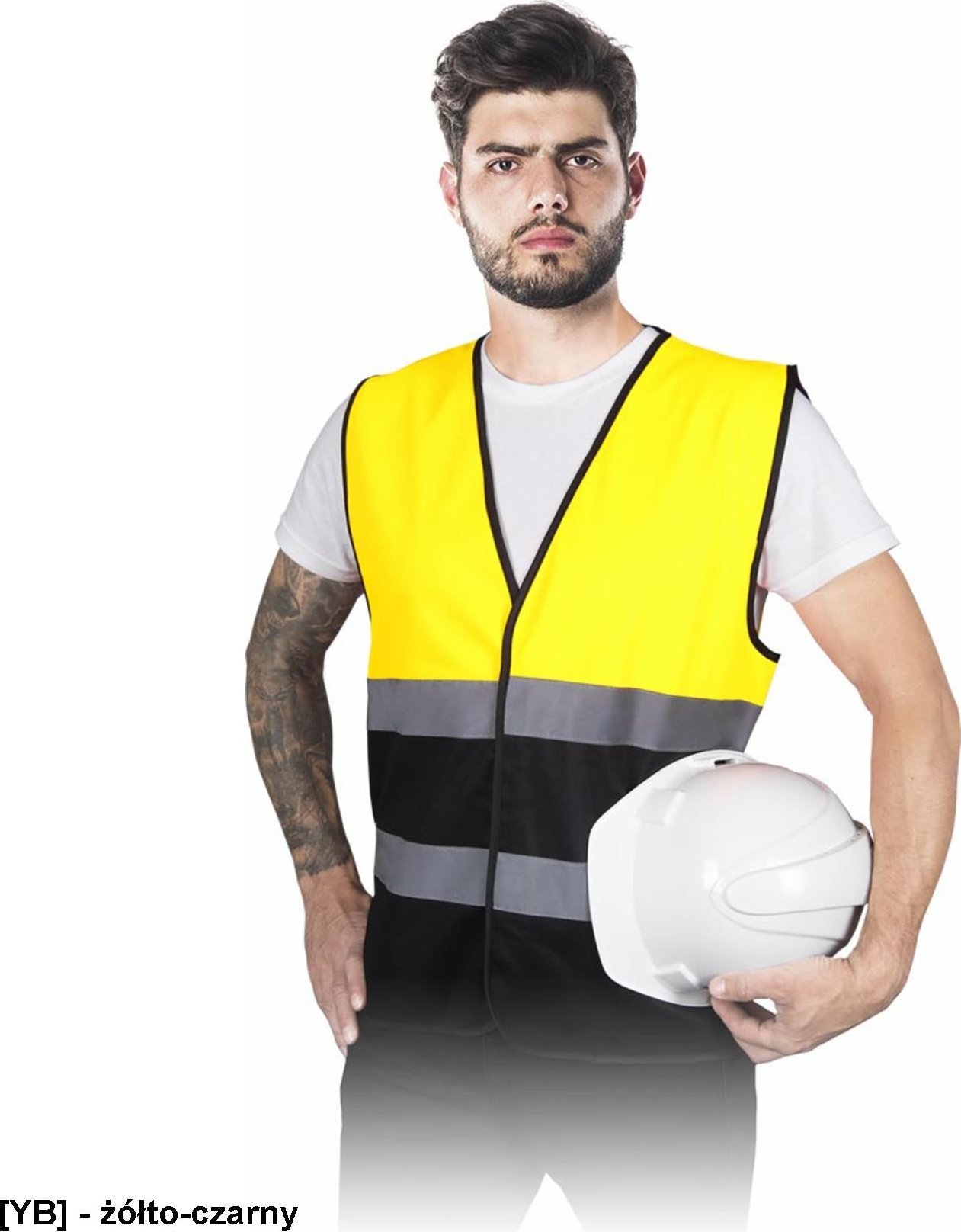 R.E.I.S. KOS-DOUBLE - Kamizelka ostrzegawcza z pasami odblaskowymi - żółto-czarny 2XL