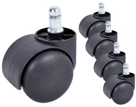 Kółka do fotela biurowego cicho toczące 11 mm 5 szt. czarne
