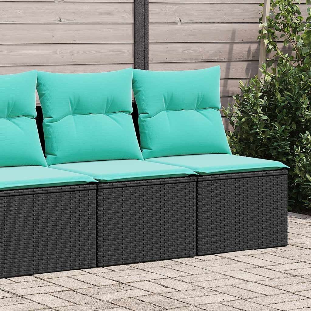Garden Sofa Set Black PE Rattan, Powder-Coated Steel, Fabric Medium