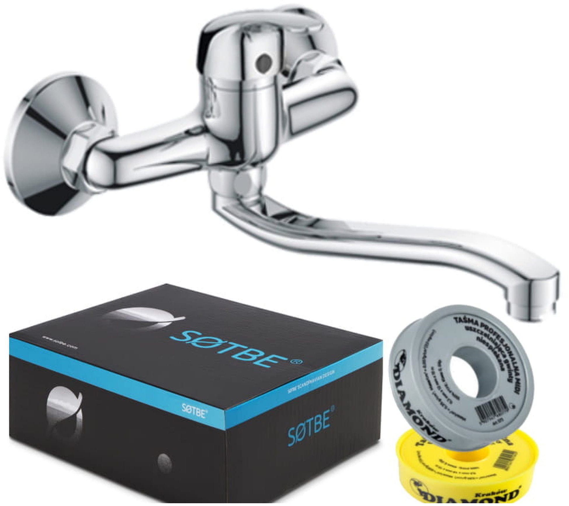 SOTBE ATRAN Bateria kuchenna ścienna. Ruchoma wylewka 35 cm