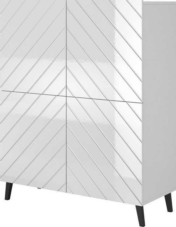 Cama Meble Regał ABETO 100,5x40xH121,5 biały/biały połysk