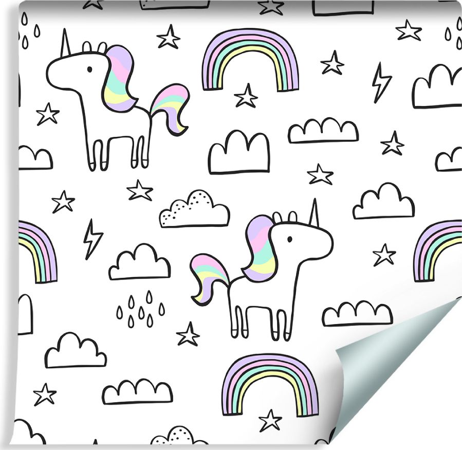 Muralo Tapeta Dla Dzieci - Tęczowe Jednorożce