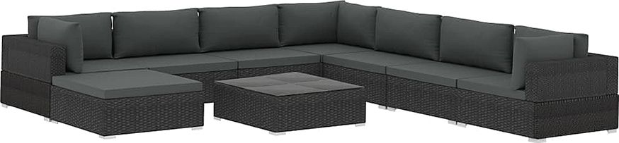 Elior 9-częściowy czarny zestaw wypoczynkowy do ogrodu - Begi 9B