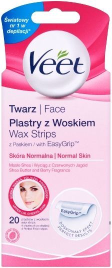 Veet Plastry z woskiem do depilacji twarzy 20 szt