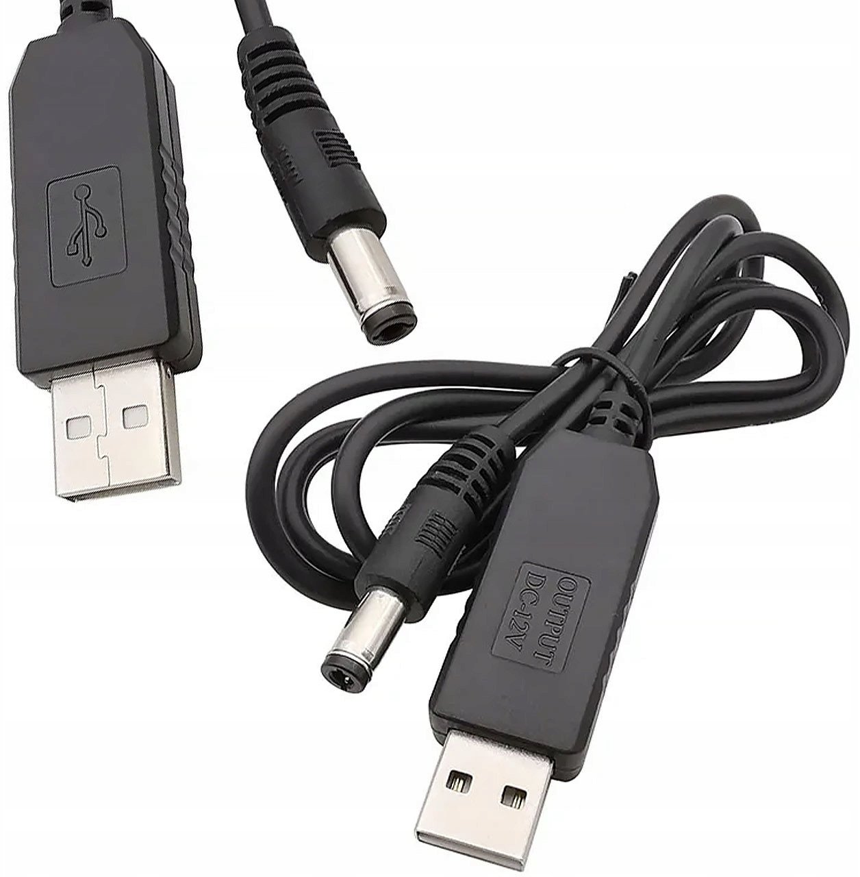 KABEL PRZETWORNICA USB DC 5,5X2,1MM 5V-12V STEP UP 1A 100CM ROSFIX