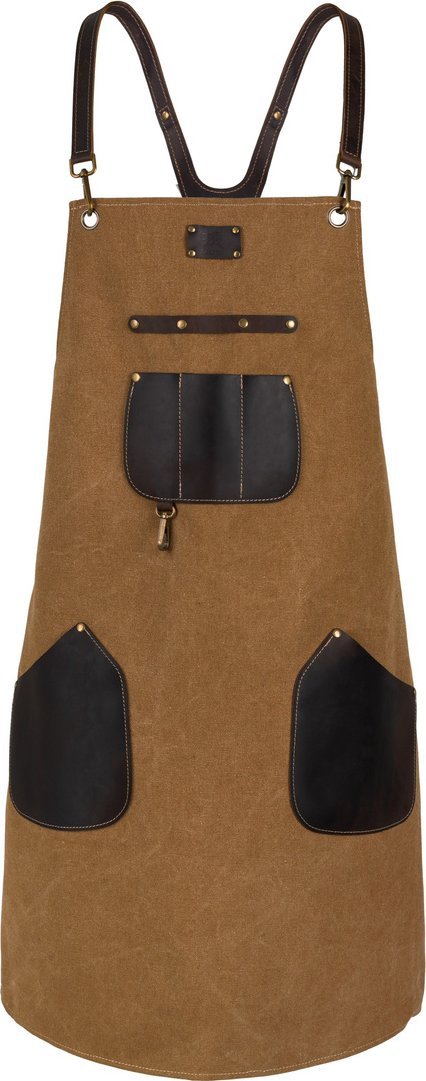 Shiori Shiori fartuch do grillowania z woskowanego płótna z elementami ze skóry