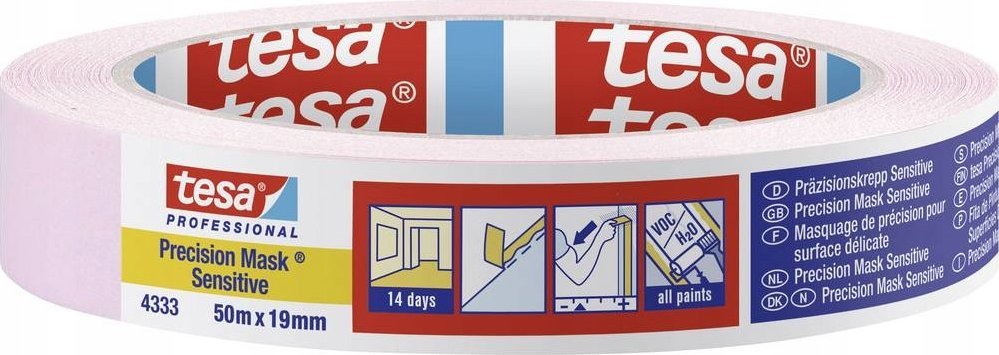 Tesa TESA 4333, Painters masking tape, Paper, Pink, Universal, Acrylic-based, 0.5 N/cm