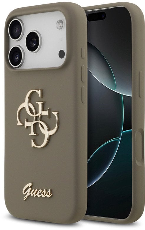 Etui Guess Silicone Big 4G Script do iPhone 17 Pro brązowy