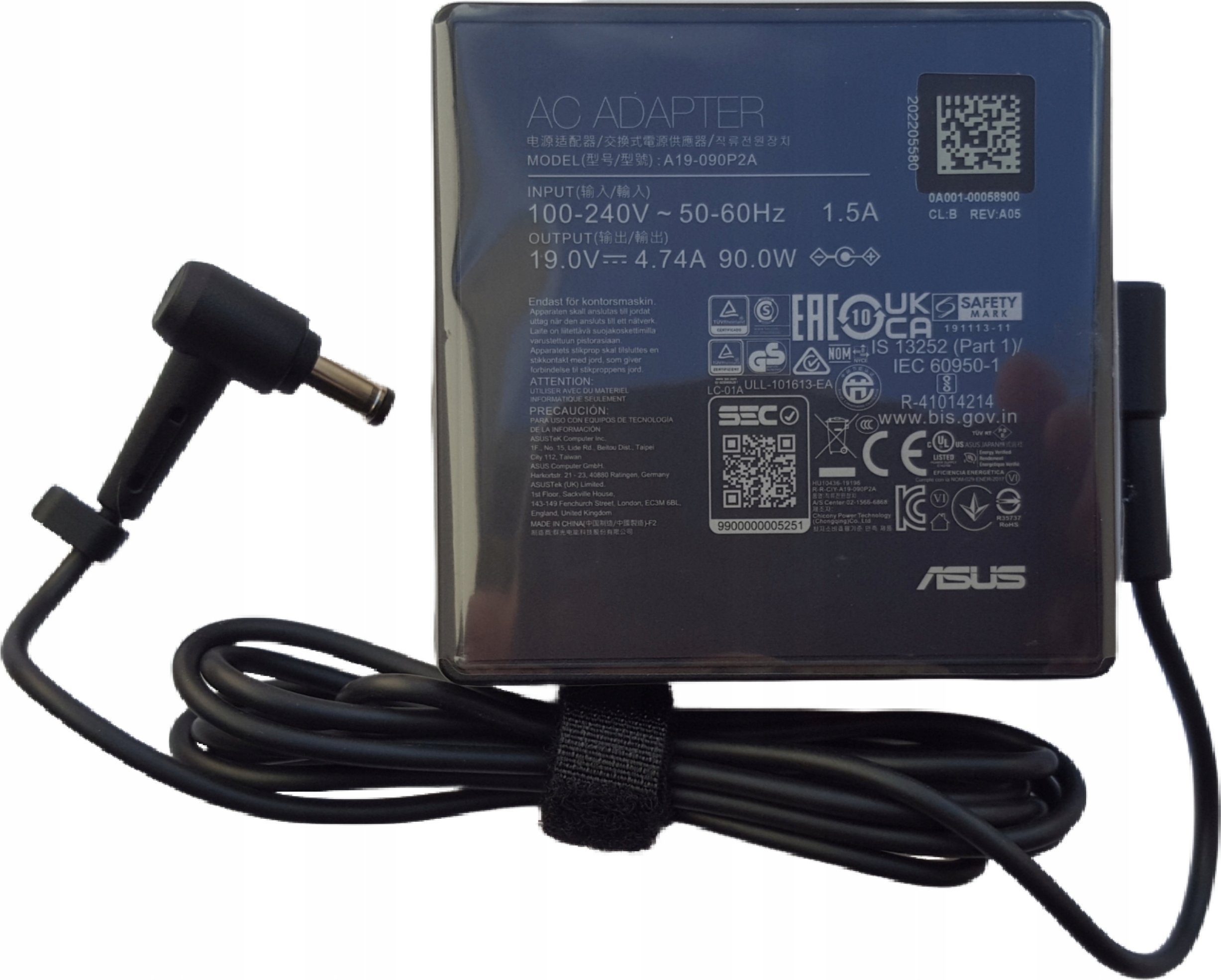 Zasilacz Asus ASUS 0A001-00058900 adapter zasilający/ inwentor Wewnętrzna 90 W Czarny