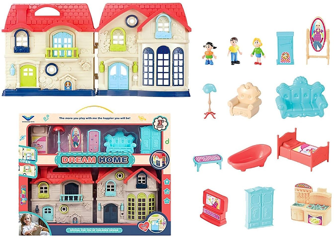 DOMEK DLA LALEK Z MEBELKAMI