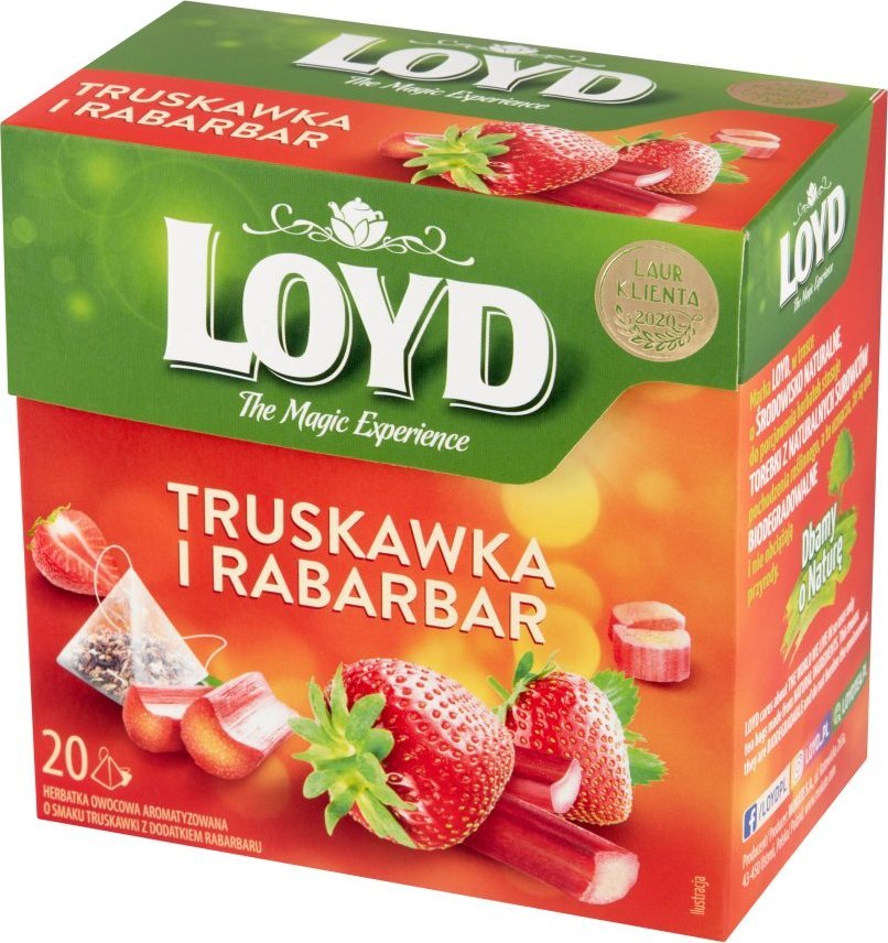 LOYD Herbatka owocowa Truskawka i Rabarbar 20 torebek