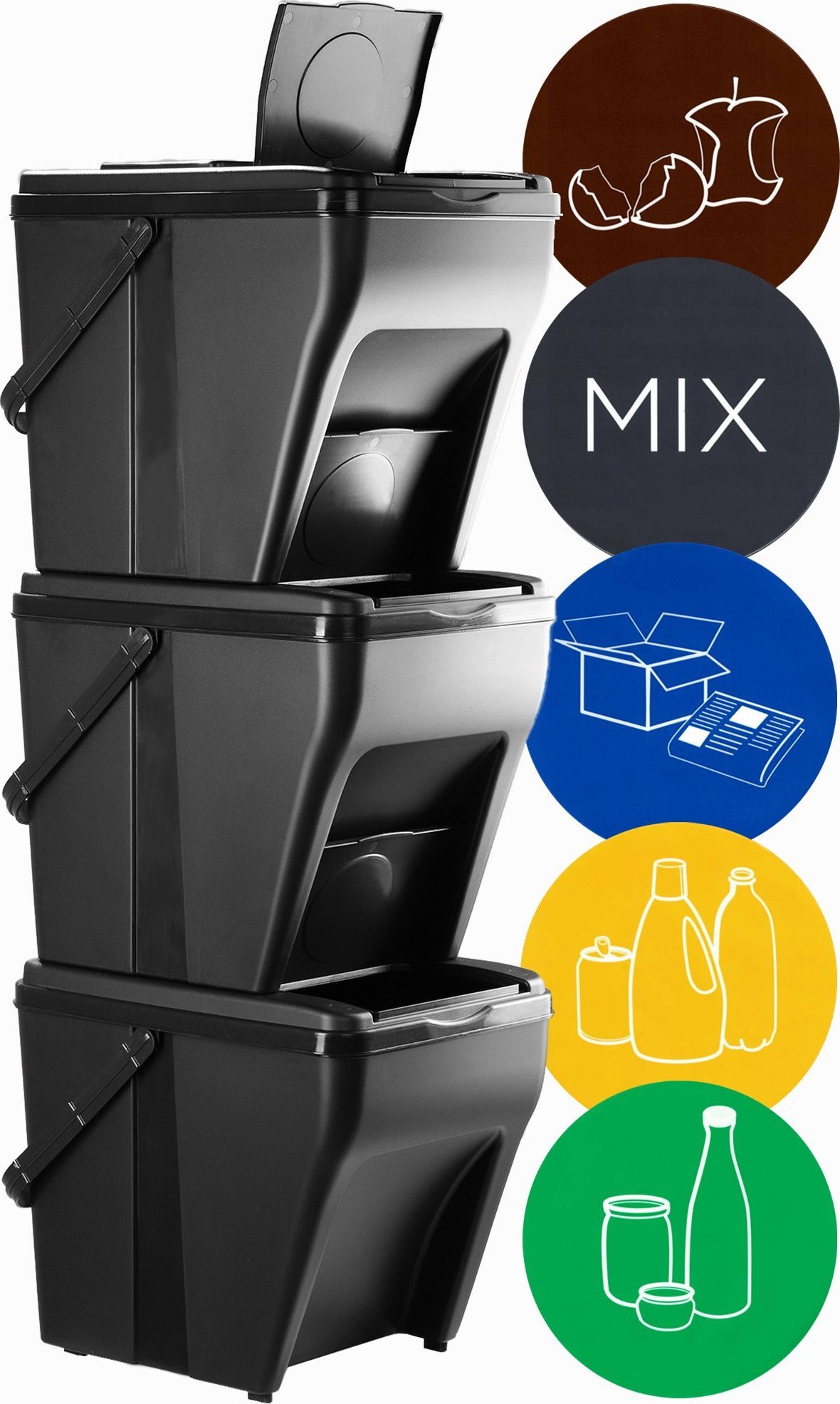 Kosz na śmieci Kadax do segregacji czarny