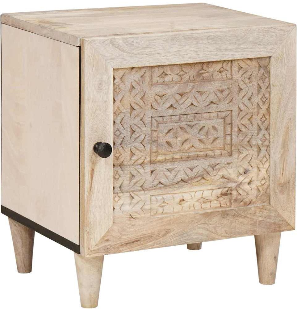 vidaXL Stolik nocny Beżowy 40 x 33 x 46 cm lite drewno mango