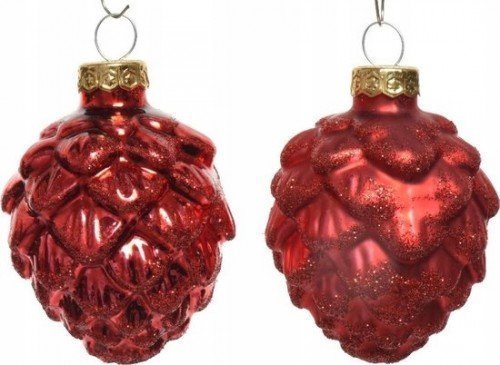 Kaemingk Bombki choinkowe świąteczne szyszki czerwone 6 szt.