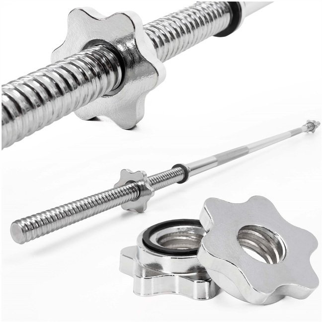 Gryf prosty olimpijski 180 cm sztanga ze stali chromowanej zaciski 28 mm UNIWERSALNY