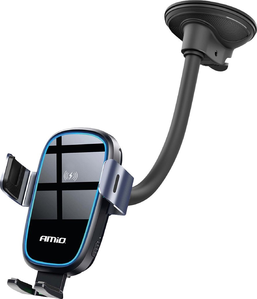 AMiO Uchwyt do samochodu na telefon szybę kokpit deskę ładowarka indukcyjna 15w amio-03780