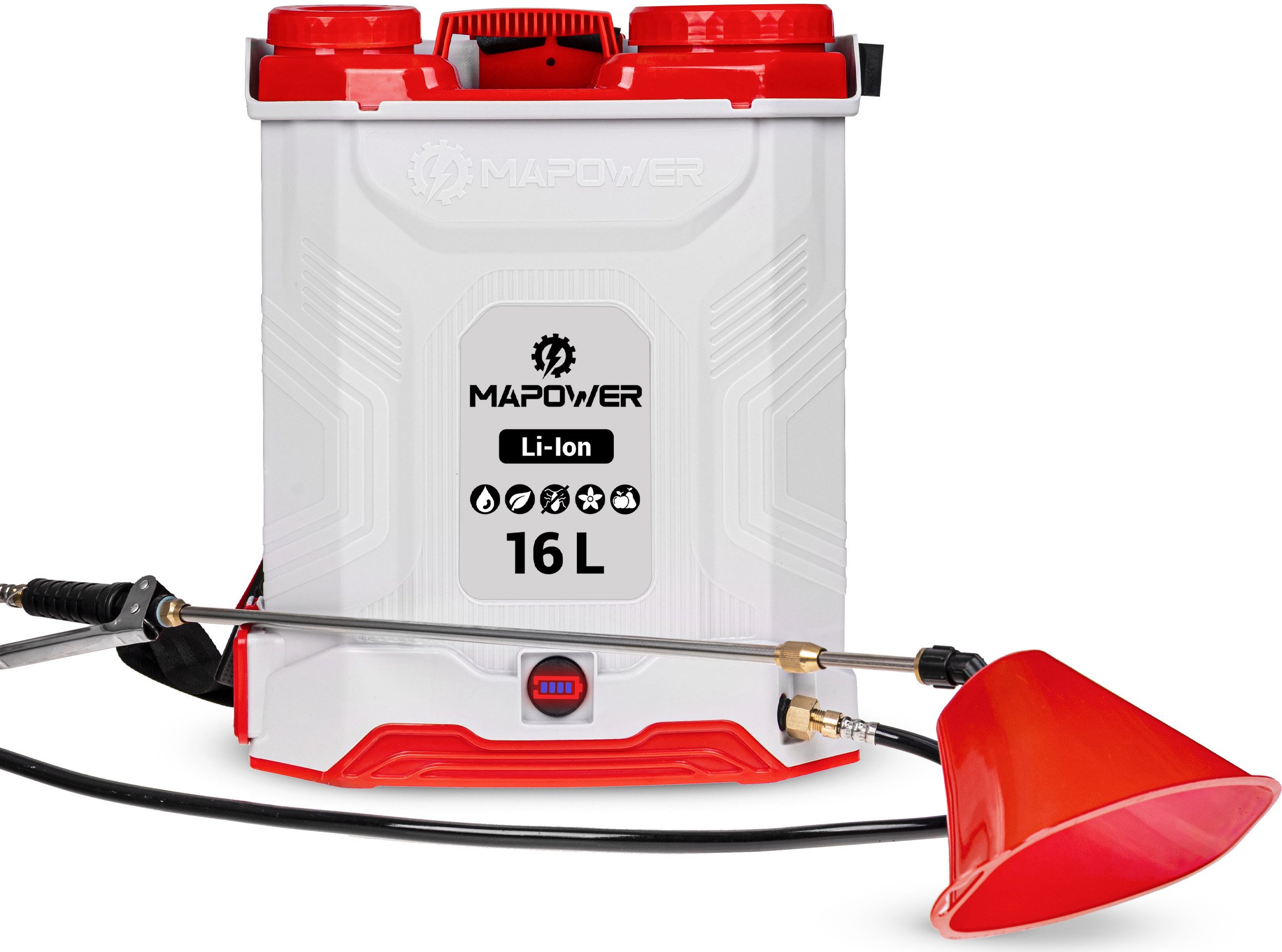 OPRYSKIWACZ AKUMULATOROWY PLECAKOWY CIŚNIENIOWY OGRODOWY 16L 5.5BAR MAPOWER