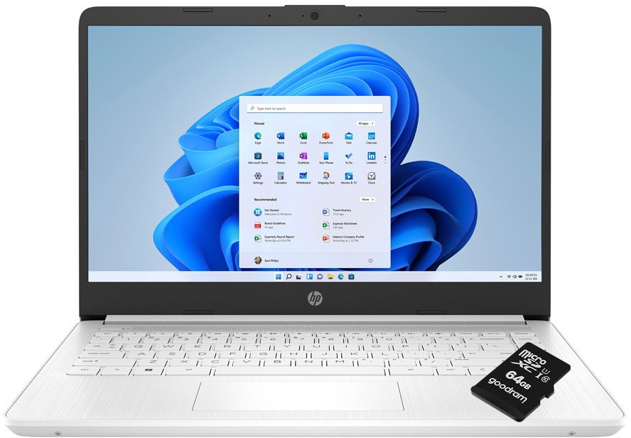 Laptop HP Laptop 14-dq0052dx / 685K1UA / Intel N / 8GB / 64GB eMMC + 64GB SD / Intel UHD / HD / Win 11 / Biały