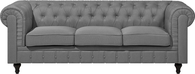 Beliani Sofa 3-osobowa duża jasnoszara CHESTERFIELD